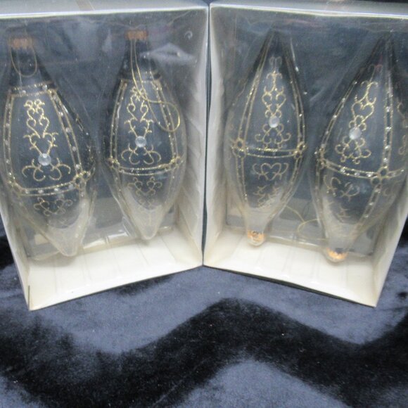 4 pc. Black and Gold Hand Decorated Glass Teardrop Ornaments - Picture 3 of 5